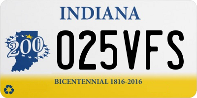 IN license plate 025VFS
