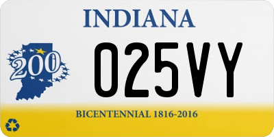 IN license plate 025VY