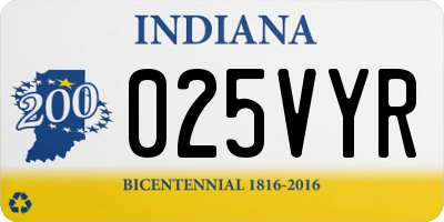 IN license plate 025VYR