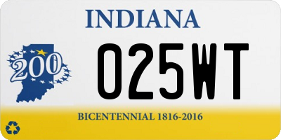 IN license plate 025WT