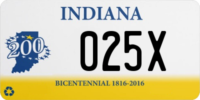 IN license plate 025X