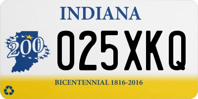 IN license plate 025XKQ