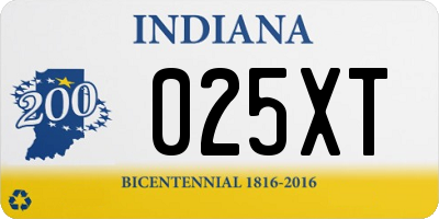 IN license plate 025XT
