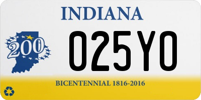 IN license plate 025YO