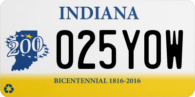 IN license plate 025YOW