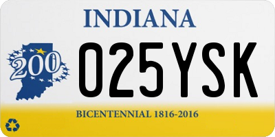 IN license plate 025YSK
