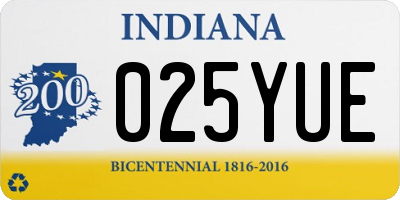 IN license plate 025YUE