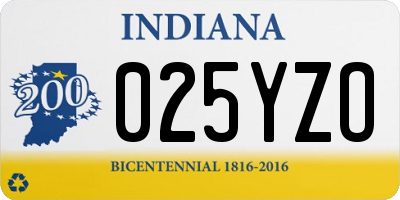 IN license plate 025YZO