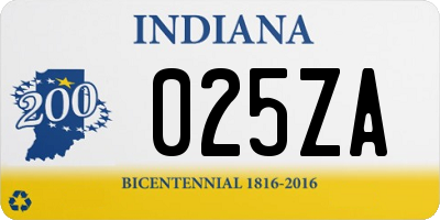 IN license plate 025ZA