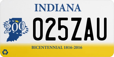 IN license plate 025ZAU
