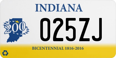 IN license plate 025ZJ