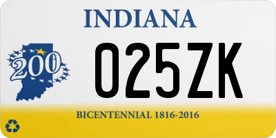 IN license plate 025ZK