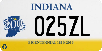 IN license plate 025ZL