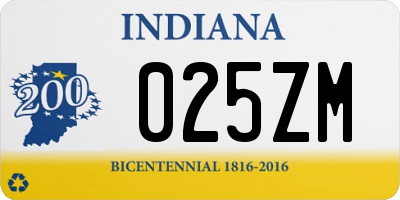 IN license plate 025ZM