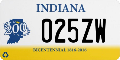 IN license plate 025ZW