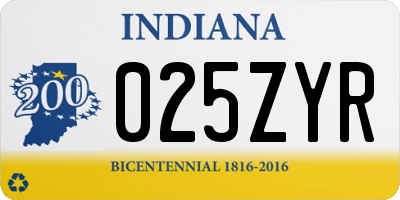 IN license plate 025ZYR