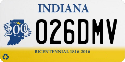IN license plate 026DMV