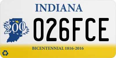 IN license plate 026FCE