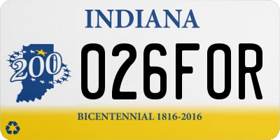 IN license plate 026FOR