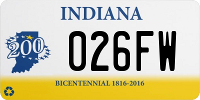 IN license plate 026FW