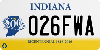 IN license plate 026FWA