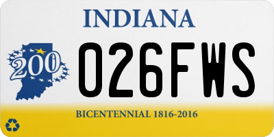 IN license plate 026FWS