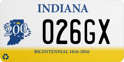 IN license plate 026GX