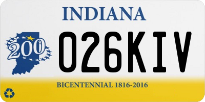 IN license plate 026KIV