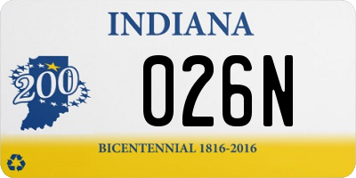 IN license plate 026N