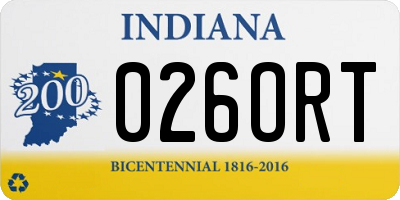 IN license plate 026ORT