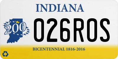 IN license plate 026ROS