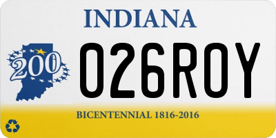 IN license plate 026ROY