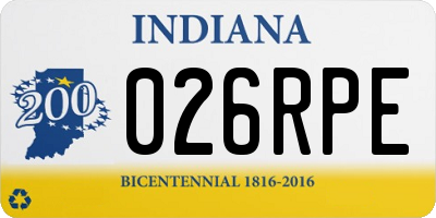 IN license plate 026RPE
