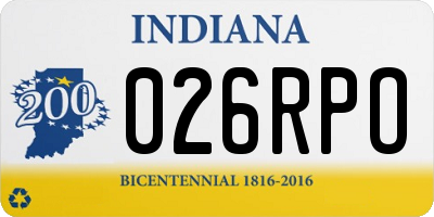 IN license plate 026RPO