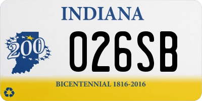 IN license plate 026SB