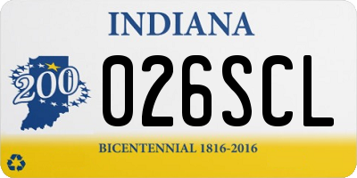IN license plate 026SCL