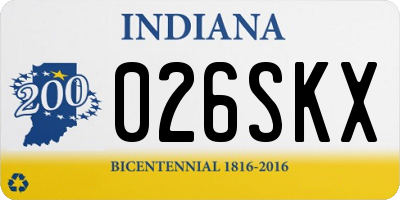 IN license plate 026SKX