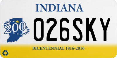 IN license plate 026SKY