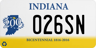 IN license plate 026SN