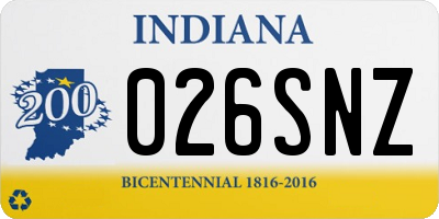IN license plate 026SNZ