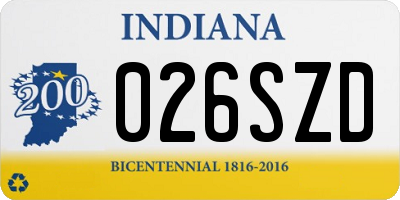 IN license plate 026SZD