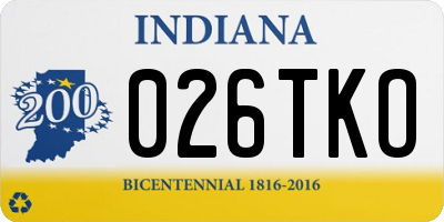 IN license plate 026TKO