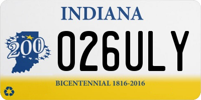 IN license plate 026ULY