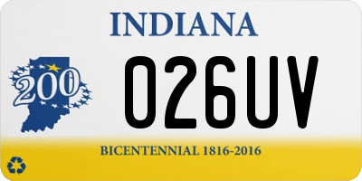 IN license plate 026UV