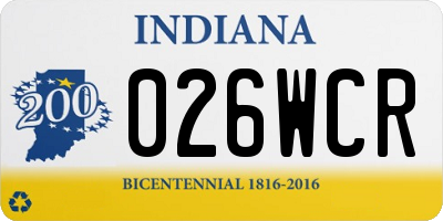 IN license plate 026WCR
