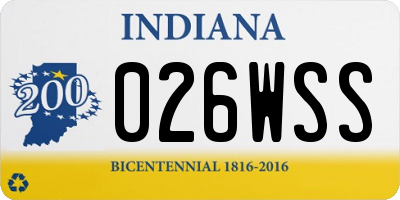 IN license plate 026WSS