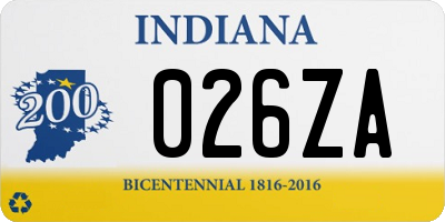 IN license plate 026ZA