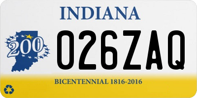 IN license plate 026ZAQ