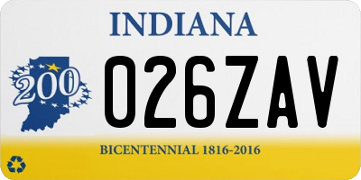 IN license plate 026ZAV