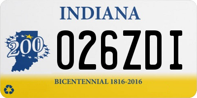 IN license plate 026ZDI